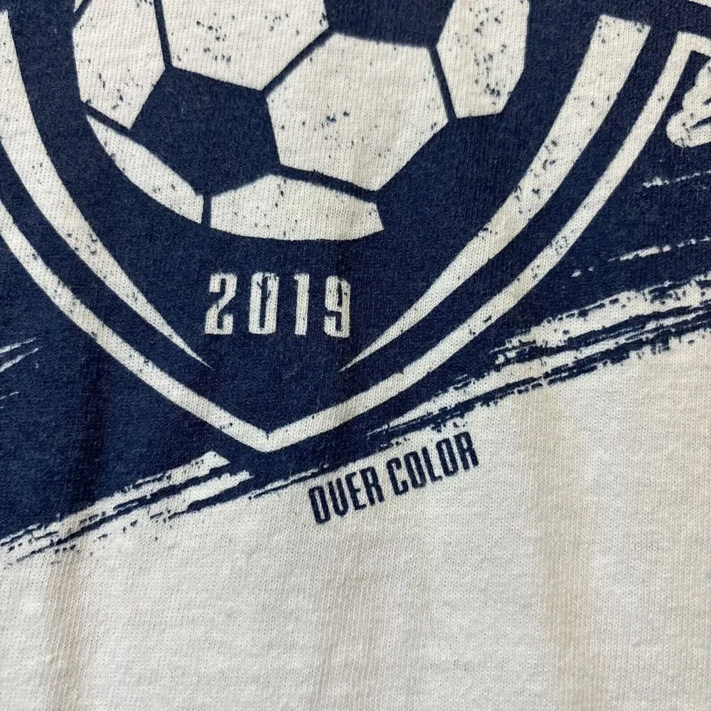 Gildan Shirt Kids Large FYGSL Soccer Champions Graphic Print 2019 Memories Win